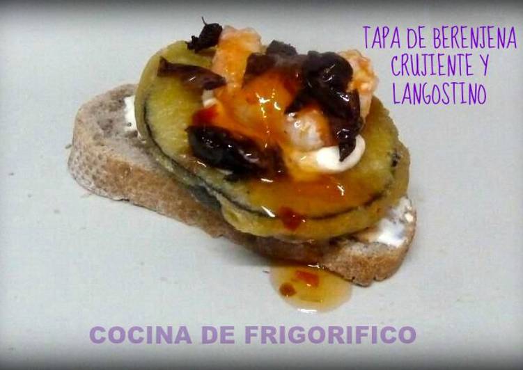 Tapa de berenjena y langostino