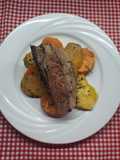 Pulpón con boniatos al horno