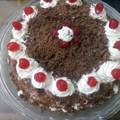A picture of Black forest cake.