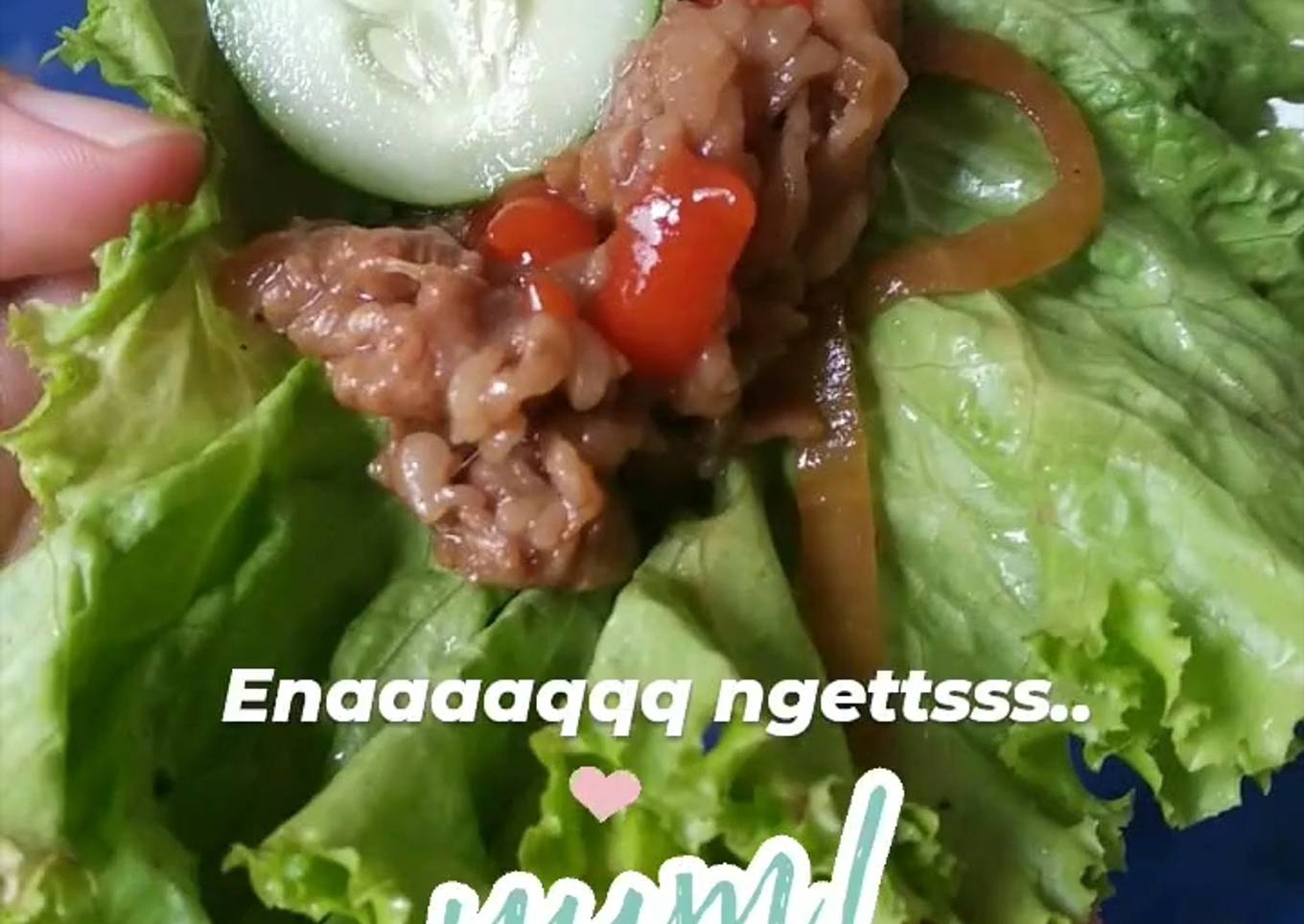 Resep Beef teriyaki with cucumber lettuce Anti Gagal