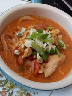 A picture of Buffalo chicken chili.