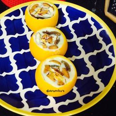 A picture of ORANGE 🍊 Malai-Rabdi Bowls: Without Condensed Milk 😋.