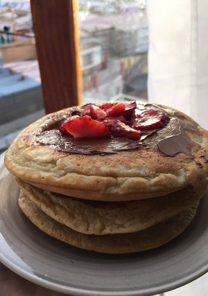Una foto de Pancakes americanos (esponjosos)🥞❤️
