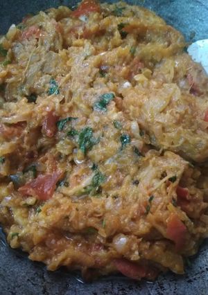 A picture of Brinjal ka bartha.