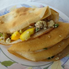 A picture of Whole wheat Savory Crepes with Egg Filling.
