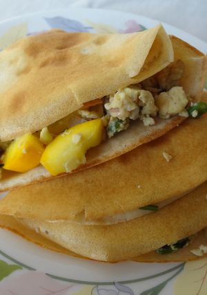 A picture of Whole wheat Savory Crepes with Egg Filling.