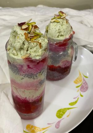 A picture of Pista kulfi faloda/ very yummy cold dessert / summer special.