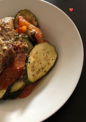 Una foto de 🧡Lomo con verduras al horno