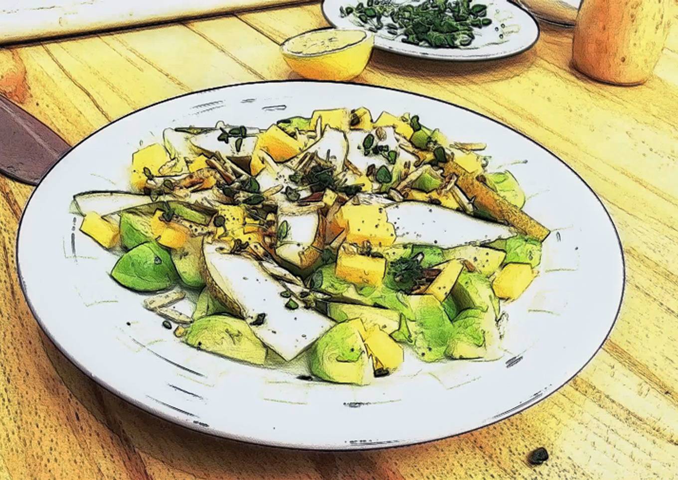 Brussels Sprouts Salad with Pear and Cheddar