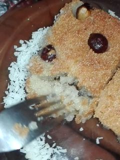 صورة لوصفة انجح واروع بسبوسه من مطبخ ميمو بطريقة الاكياس الجاهزه