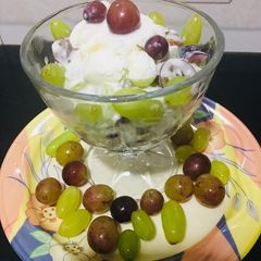 Creamy grapes salad with vanilla ice cream A picture of Creamy grapes salad with vanilla ice cream.