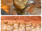 A picture of roasted garlic bread