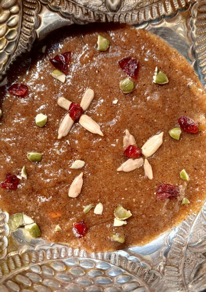 A picture of Amaranth or Rajgira Halwa.