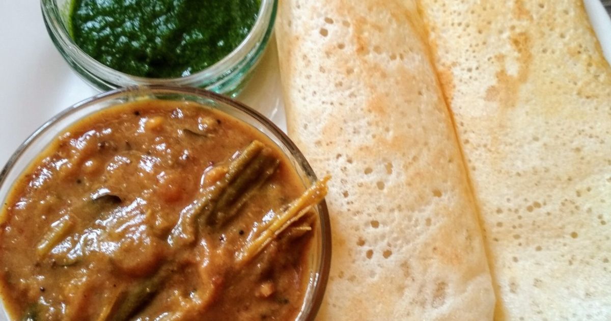 Dosa With Sambar And Green Chutney Recipe by Rajput Amita Singh - Cookpad