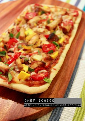 BBQ烤雞芒果義大利pizza / 脆餅 的食譜成品照片
