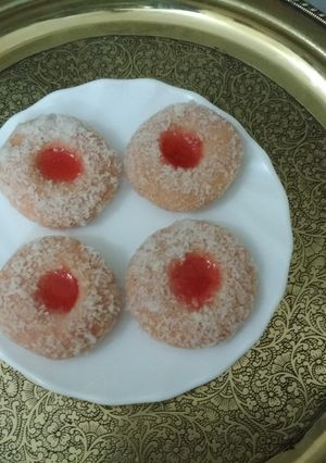 A picture of Coconut Rose Peda.