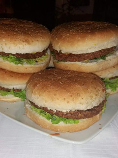 A picture of Lenten Burgers with Bean Patties 🍔🍔.