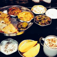 A picture of Baigan Bharta, Bhindi fry,Aalu ki Chap.