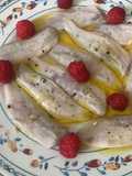 Carpaccio di triglie con lamponi