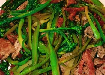 How to Cook Perfect Broccolini noodles with beef and chorizo