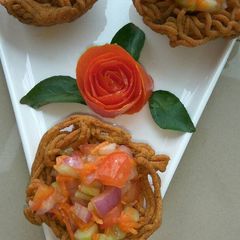 Sev basket chaat crispy Diwali Starter A picture of Sev basket chaat crispy Diwali Starter.
