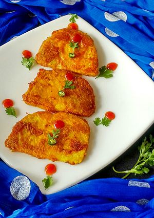 A picture of Spicy odia style yam fry (pithau dia bhaja).