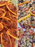 156 • Piccoli peperoni colorati ripieni in due versioni (vegetariani o no)