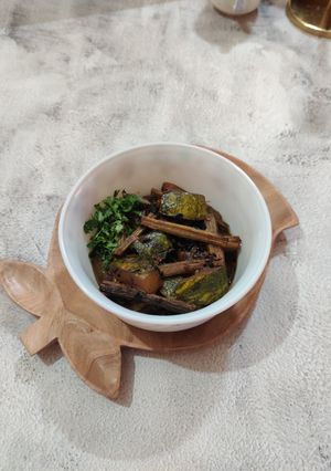 A picture of Drumstick pumpkin sabzi.