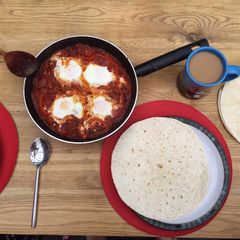 A picture of Marc’s huevos rancheros with chorizo.