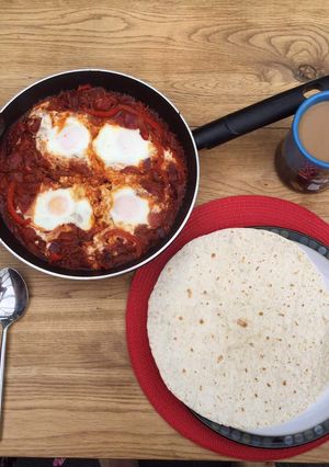 A picture of Marc’s huevos rancheros with chorizo.