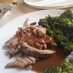 A picture of Roast lamb with special gravy.