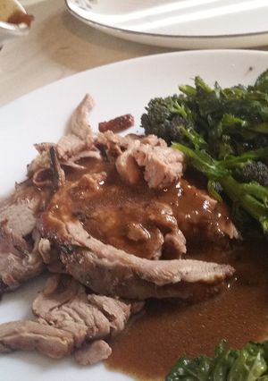 A picture of Roast lamb with special gravy.