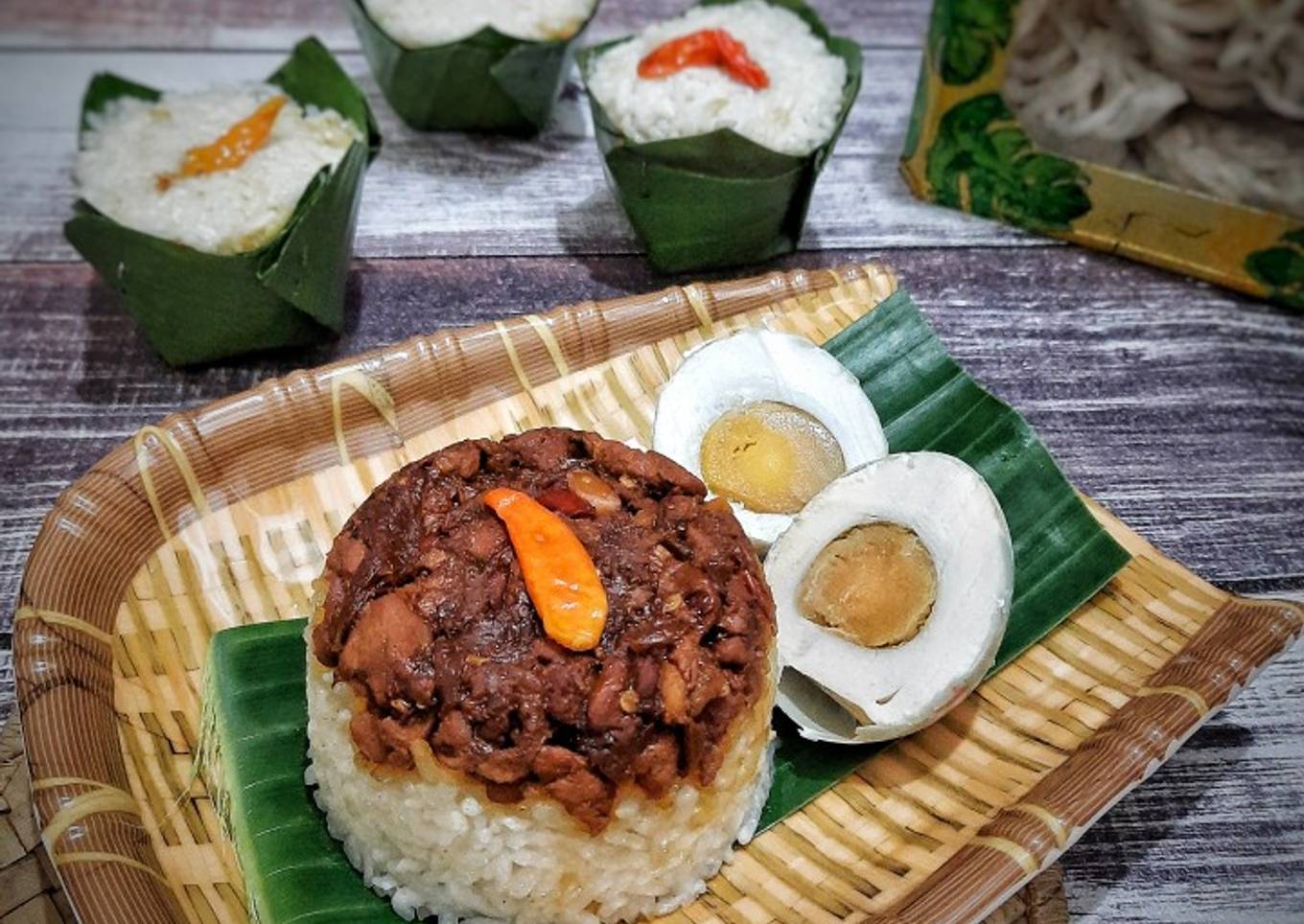 Nasi Tim Ayam Jamur Tiram
