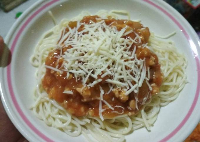Saus spaghetti homemade dg daging ayam foto resep utama