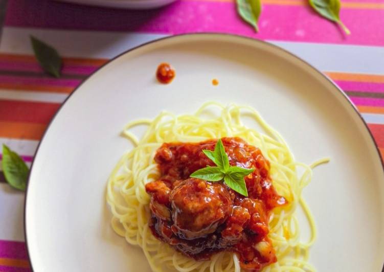 Langkah Mudah Memasak Bolognese pasta angle hair yang Sederhan