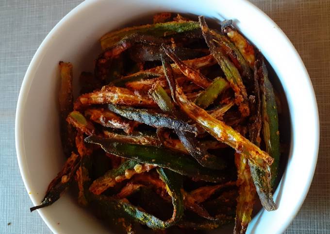 Recipe of Super Quick Homemade Airfried Punjabi Kurkuri Bhindi