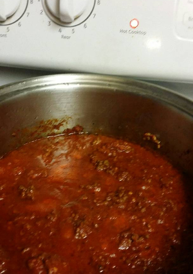Una foto de Carne molida en chile rojo