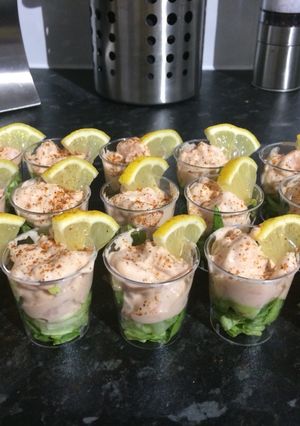 A picture of Prawn cocktail shots.