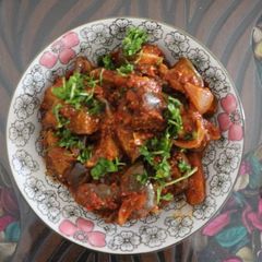 Brinjal with tamarind masala A picture of Brinjal with tamarind masala.