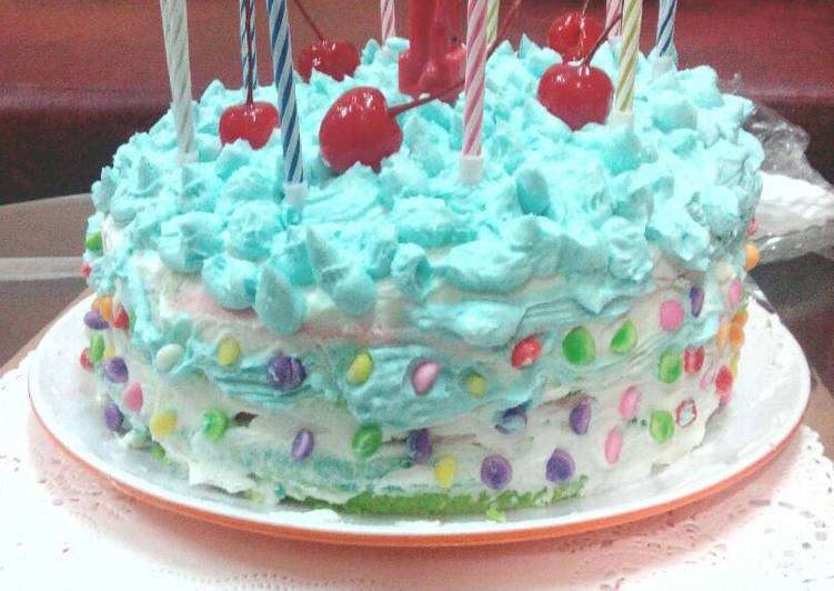 Resep Rainbo cake ulang tahun Anti Gagal