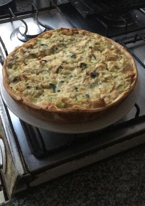 Una foto de Tarta de puerro y zapallitos