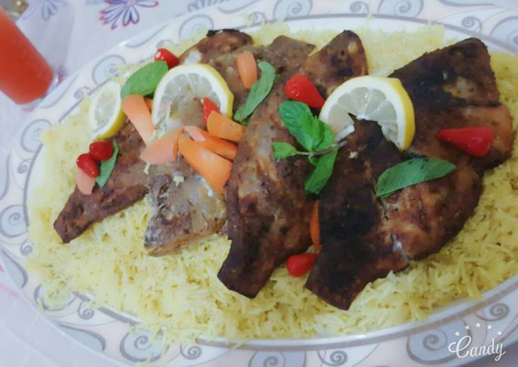سمك بلطي مقلي مع رز