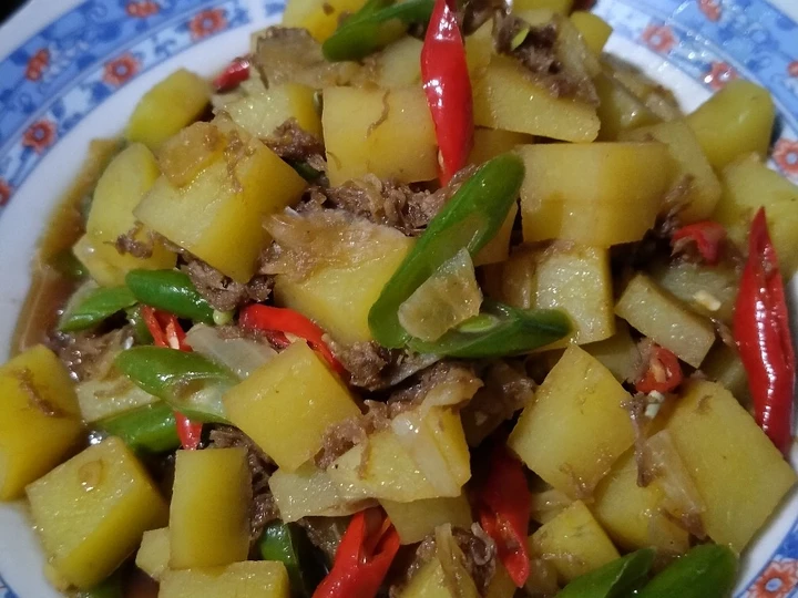 Langkah Gampang Menyiapkan Resep  Tumis Kentang, Buncis &amp;amp; Daging Cincang yang Lezat, Enak
