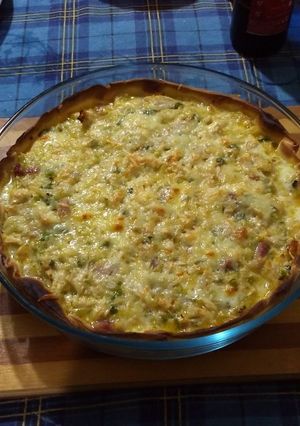 Una foto de Tarta de pollo y puerro