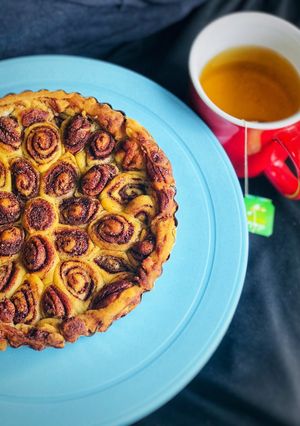 A picture of - Baked Cinnamon Mini Rolls Cake.