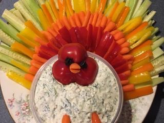 Thanksgiving Dinner; FUN Veggie Dip Platter