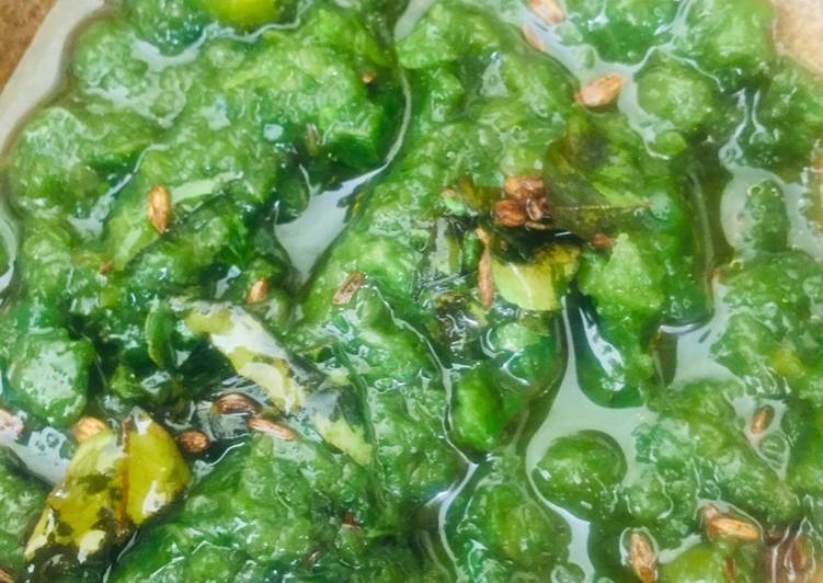 Step-by-Step Guide to Prepare Super Quick Homemade Green chilli and coriander chutney with tadka