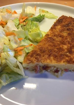 Baconos-hagymás quiche, tészta nélkül, lm-gm (francia pite) recept fotója
