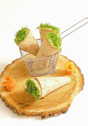 Une photo de Cornet de wrap au saumon fumé