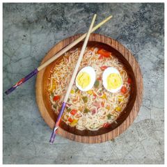 A picture of Indomie. Pasta challenge #plus3ingredients.